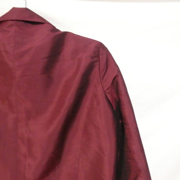 Women's Shiny Formal Burgundy Blazer - Suit Jacket | Faux Pockets | medium - Picture 11 of 14